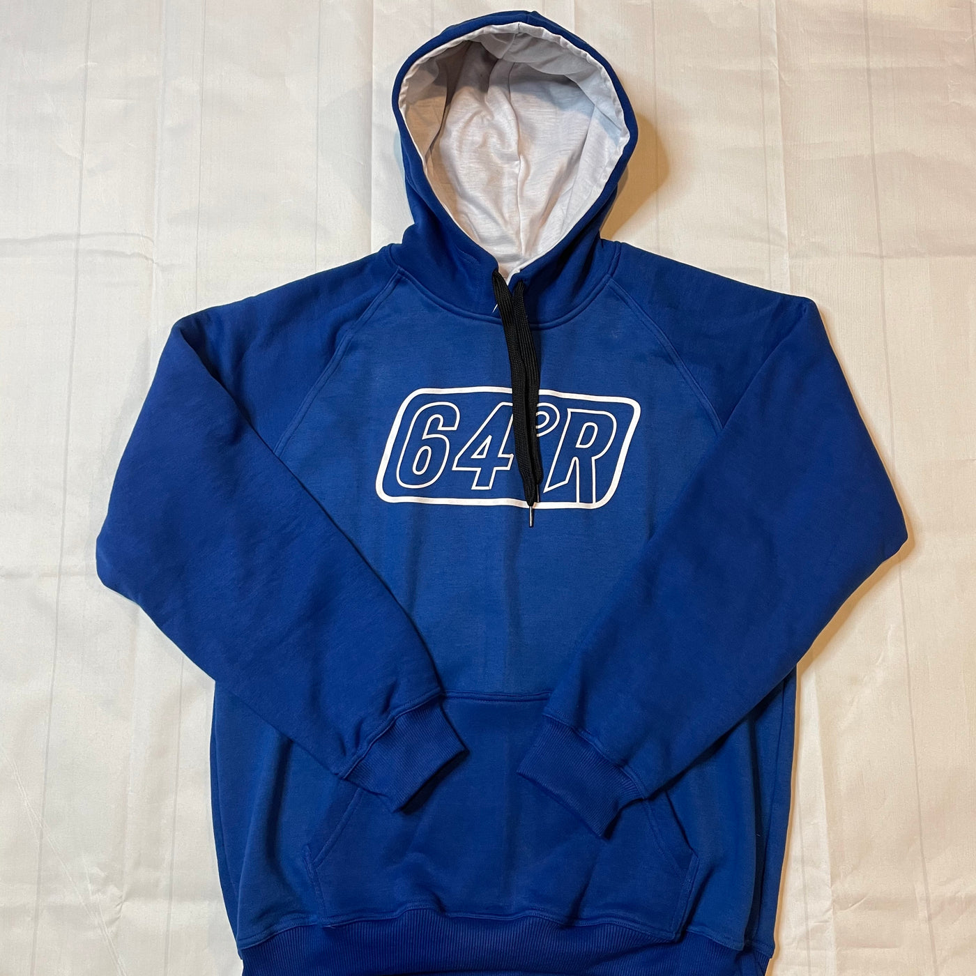 Blue with white logo hoodie