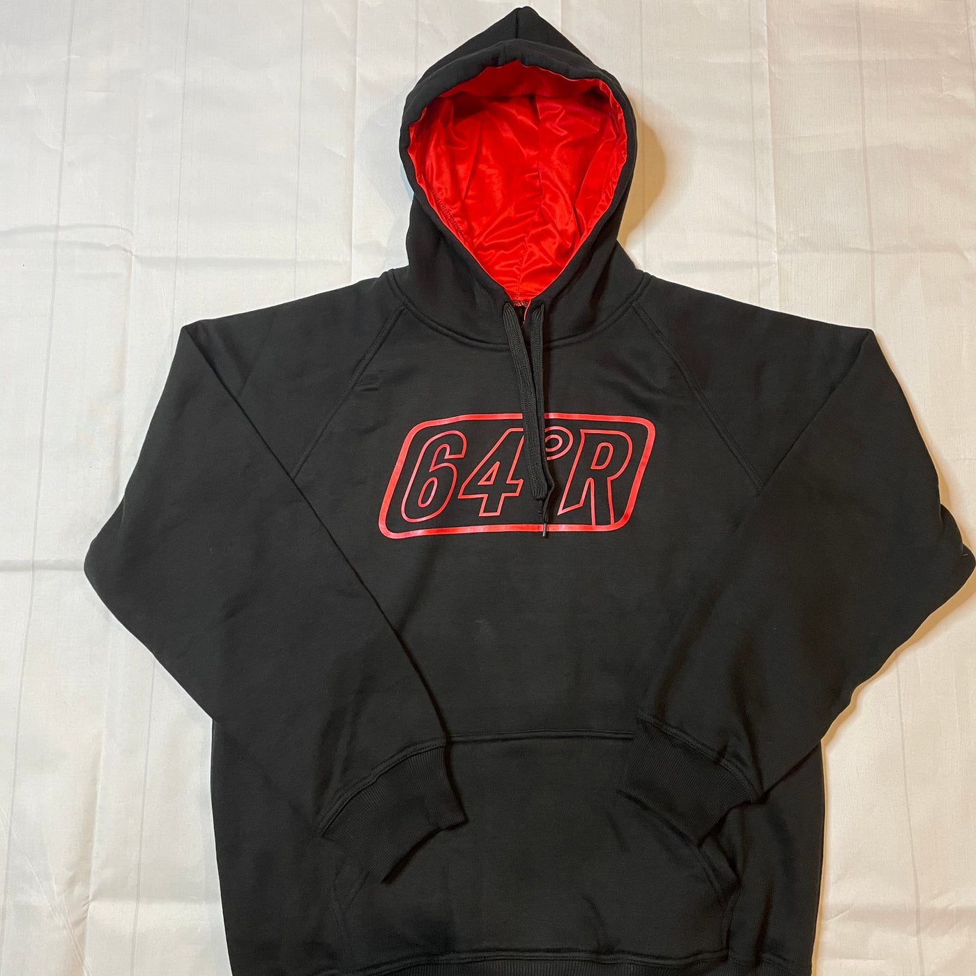 Black with red logo hoodie